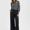Lady Day - Bente Blouse - Black/Wool White stripe