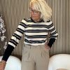 Lady Day - Tracy Stripe Sweater - Black/Light latte