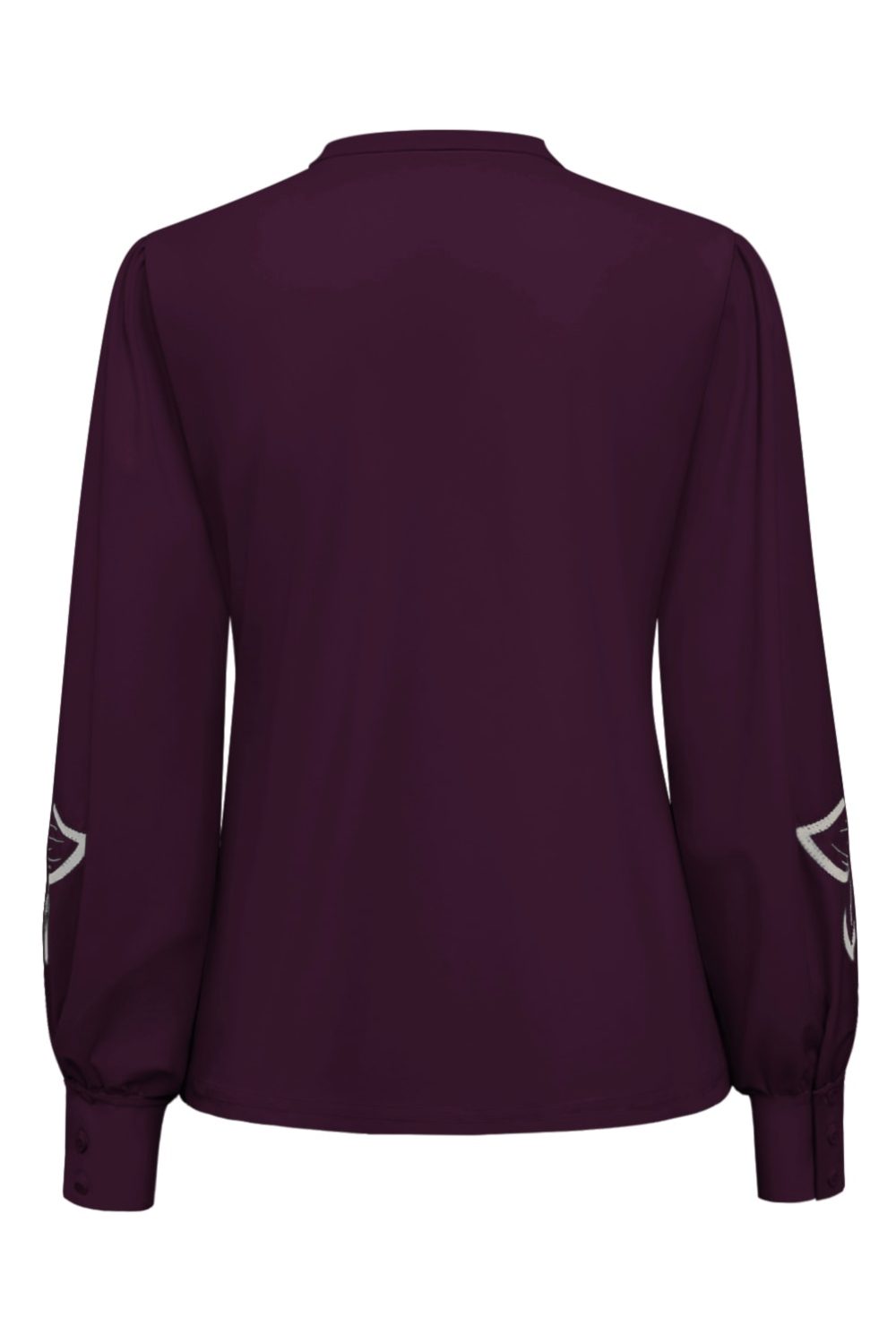 Triple Nine - Blouse flower embroidery on sleeves - D.Purple