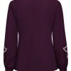 Triple Nine - Blouse flower embroidery on sleeves - D.Purple