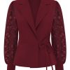 Triple Nine - Top cross body with lace sleeves - Burgundy