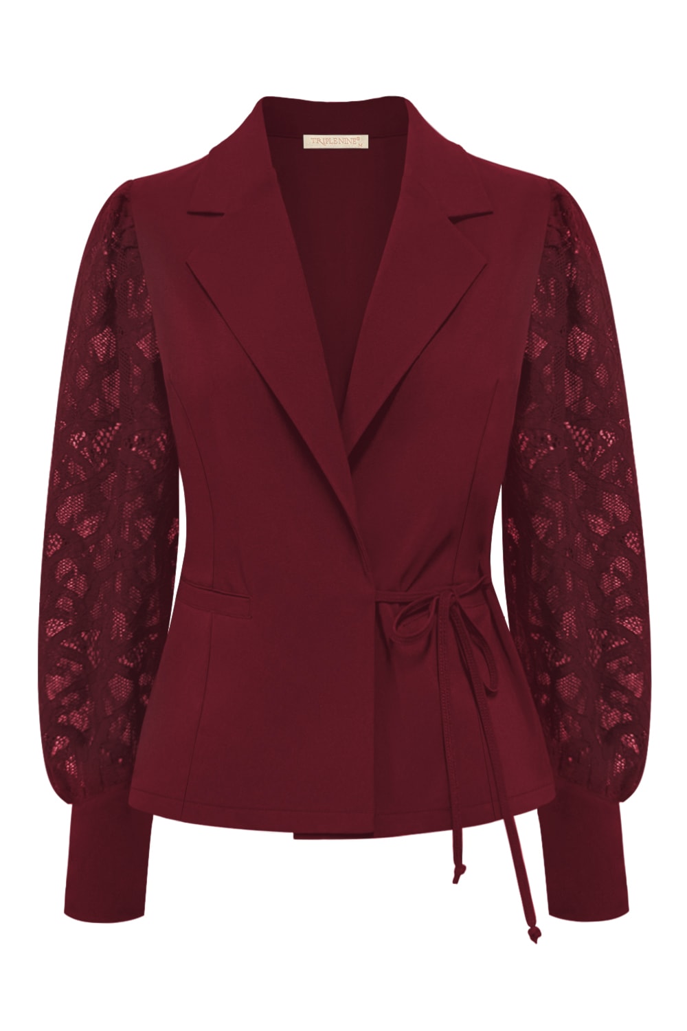 Triple Nine - Top cross body with lace sleeves - Burgundy