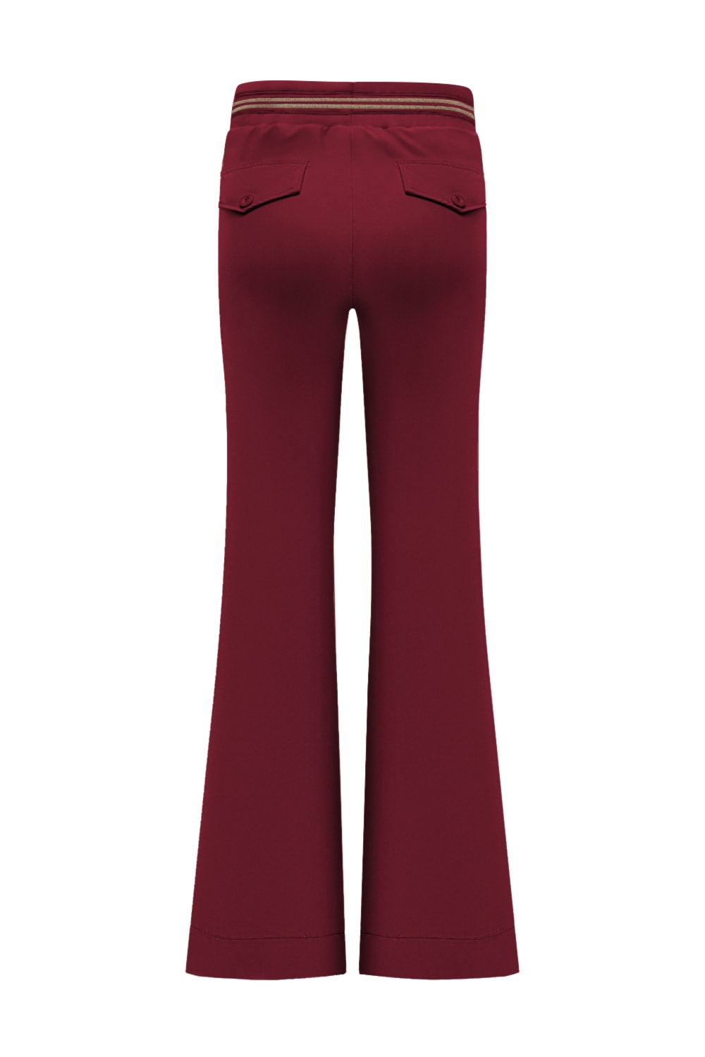Triple Nine - Pant flared with gold rib belt - Burgundy