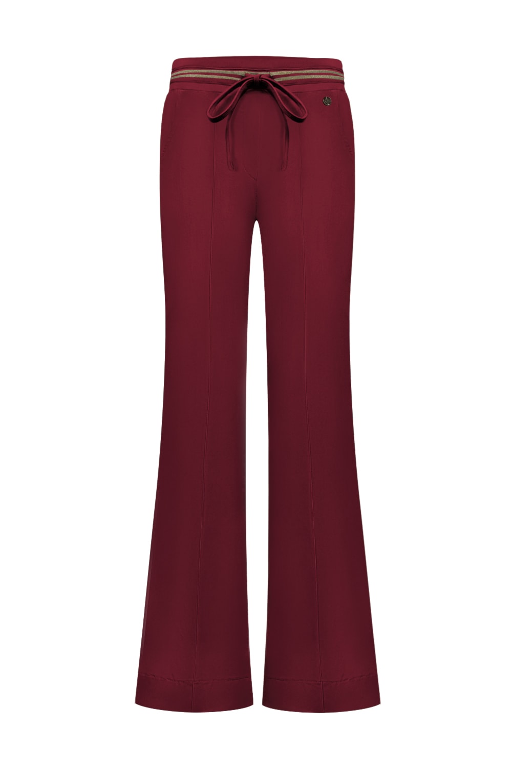 Triple Nine - Pant flared with gold rib belt - Burgundy