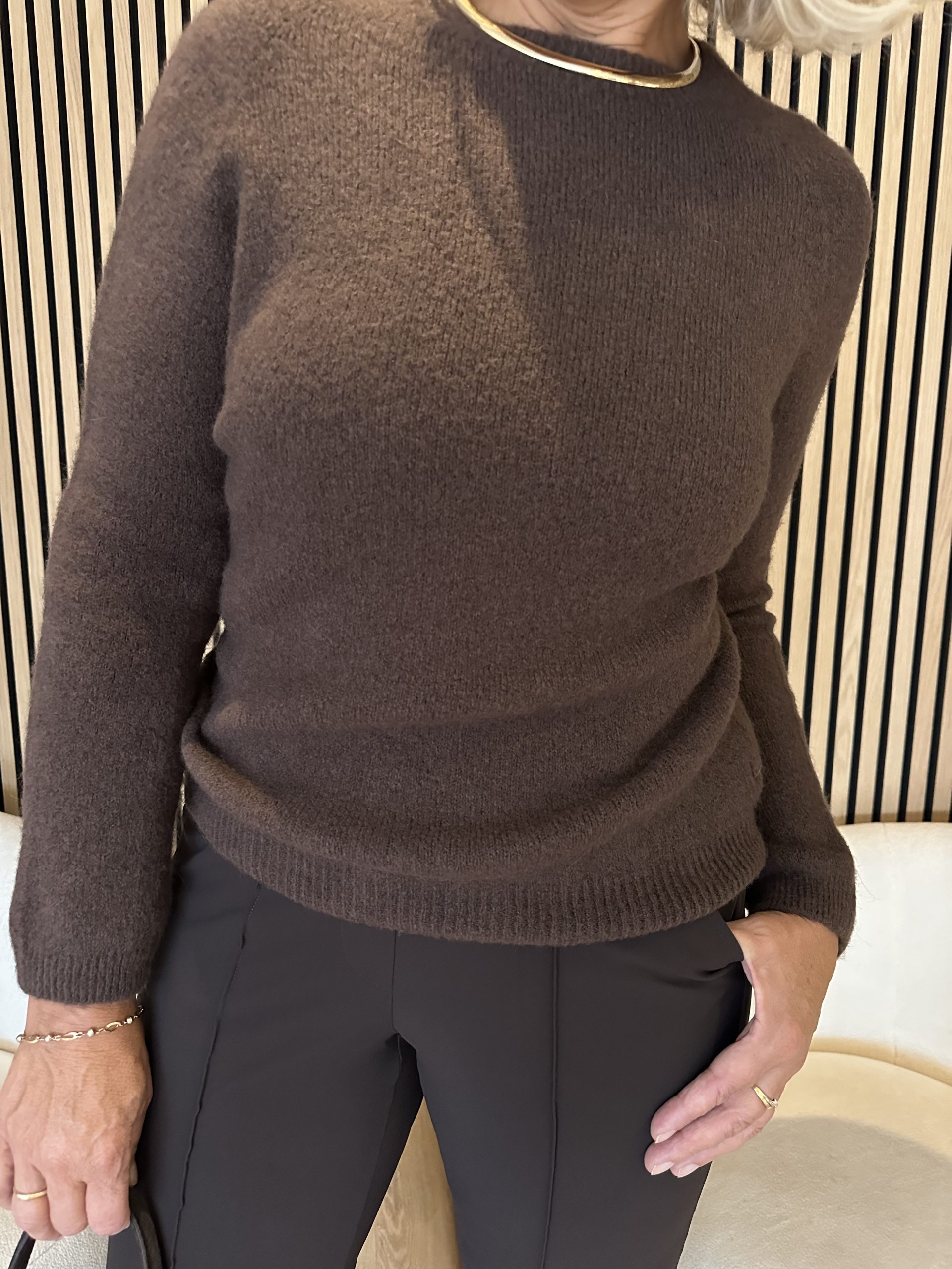 Triple Nine - Baby alpaca trui lange mouw - Brown