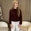 Triple Nine - Baby alpaca trui lange mouw - Bordeaux