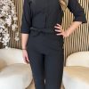 ZIP73 - Jumpsuit Leather Details Black