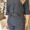 ZIP73 - Jumpsuit Leather Details Black