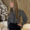 Lady Day - Bente Blouse - Black/Wool White stripe