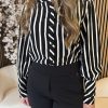 Lady Day - Bente Blouse - Black/Wool White stripe