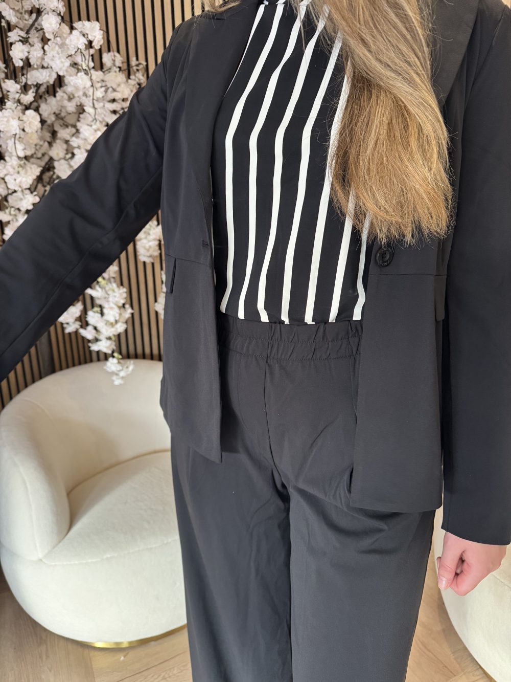 Lady Day - Maud Top - Black/Wool White stripe