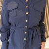 Triple Nine - Blouse cargo pockets and belt - Navy
