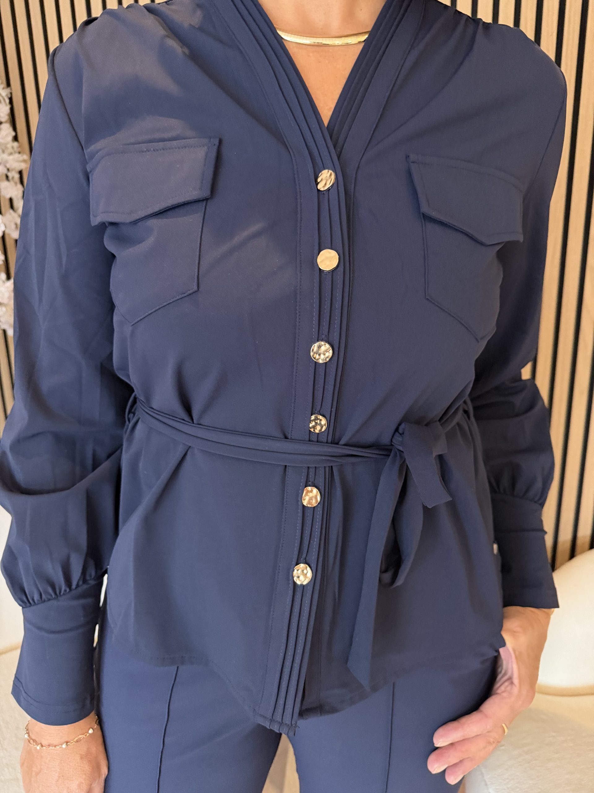 Triple Nine - Blouse cargo pockets and belt - Navy
