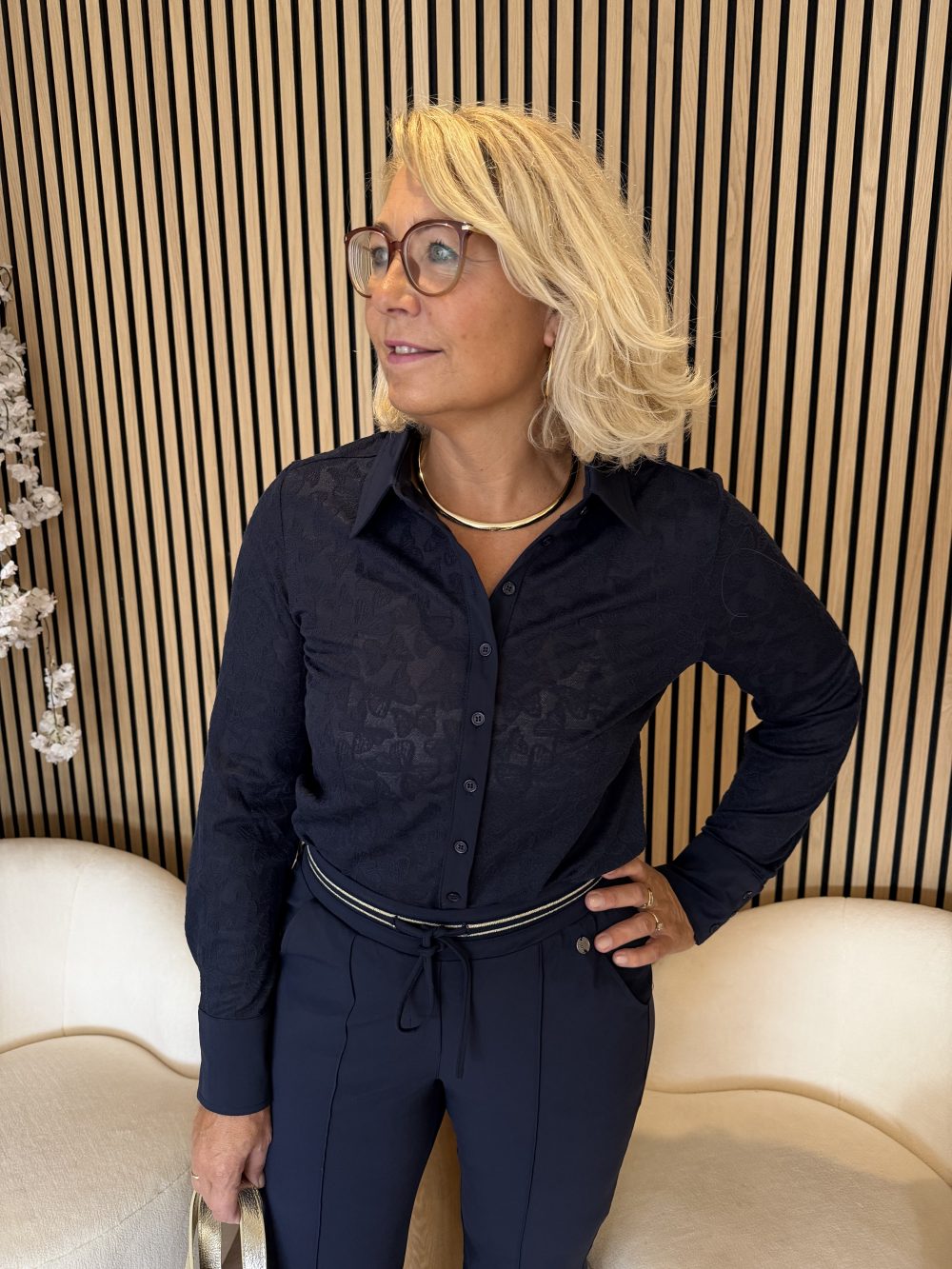 Triple Nine - Blouse full lace butterfly - Navy