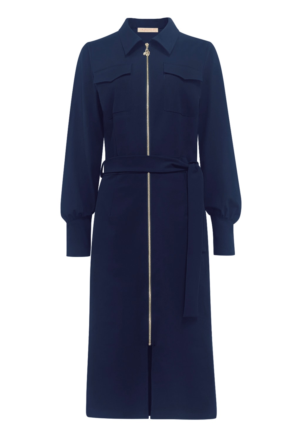 Triple Nine - Dress long with zip and cargo pockets and belt - Navy