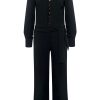 Triple Nine - Jumpsuit with zip zig zag long sleeves gold buttons on sleeves - Black