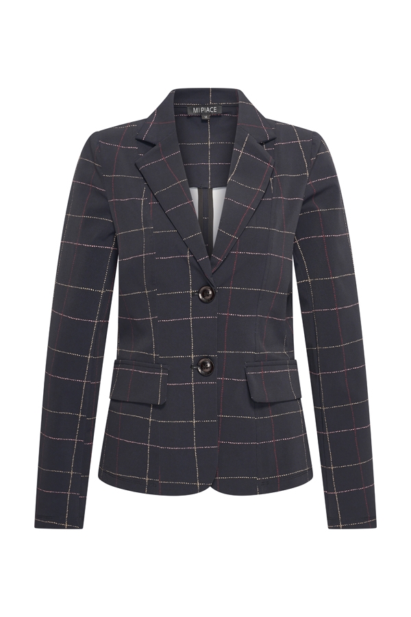 Mi Piace - Blazer Check Herringbone Print - Black | Burgundy