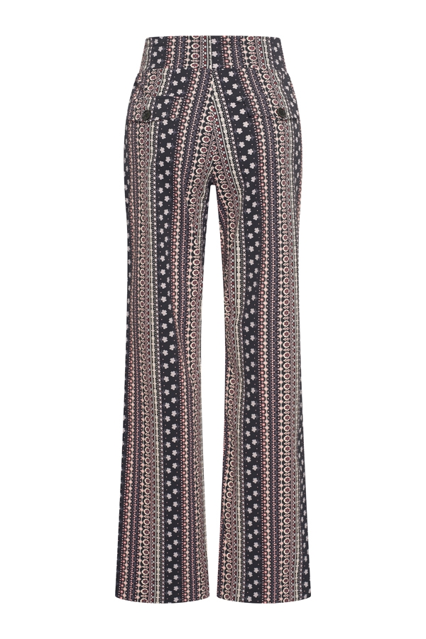Mi Piace - Trousers Straight Boho Print - Black