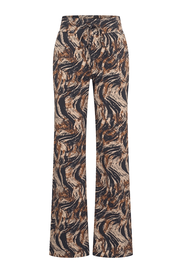 Mi Piace - Trousers Straight Swirly Print - Caramel