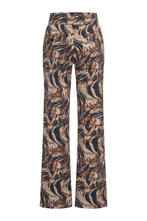 Mi Piace - Trousers Straight Swirly Print - Caramel