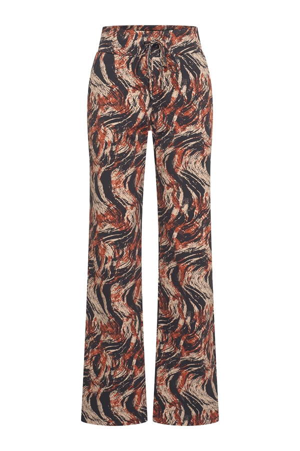 Mi Piace - Trousers Straight Swirly Print - Rust