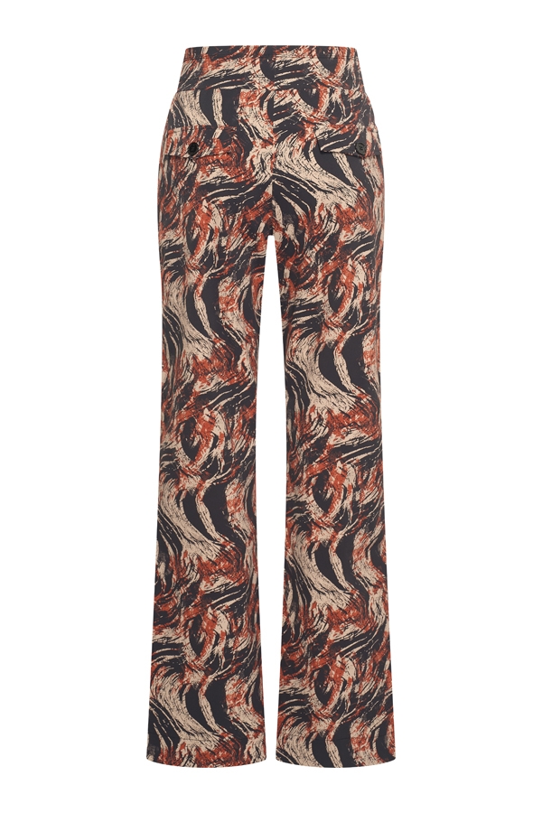 Mi Piace - Trousers Straight Swirly Print - Rust