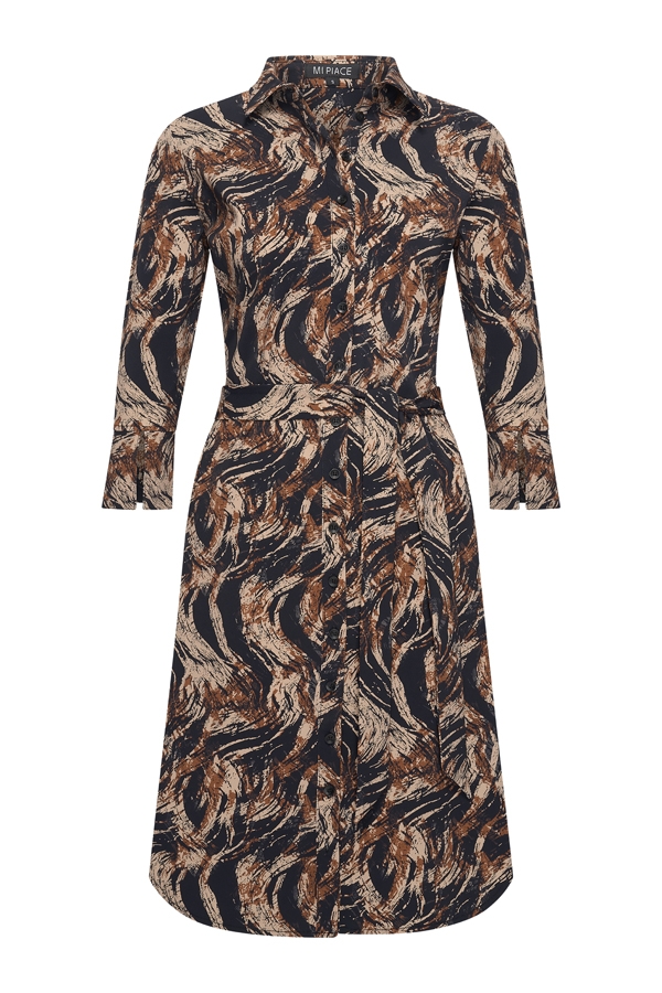 Mi Piace - Dress Swirly Print - Caramel