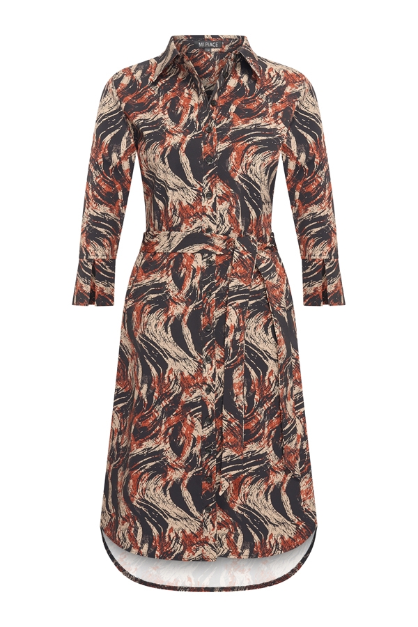 Mi Piace - Dress Swirly Print - Rust