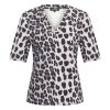 Mi Piace - T Shirt V Neck Leopard Print - Grey