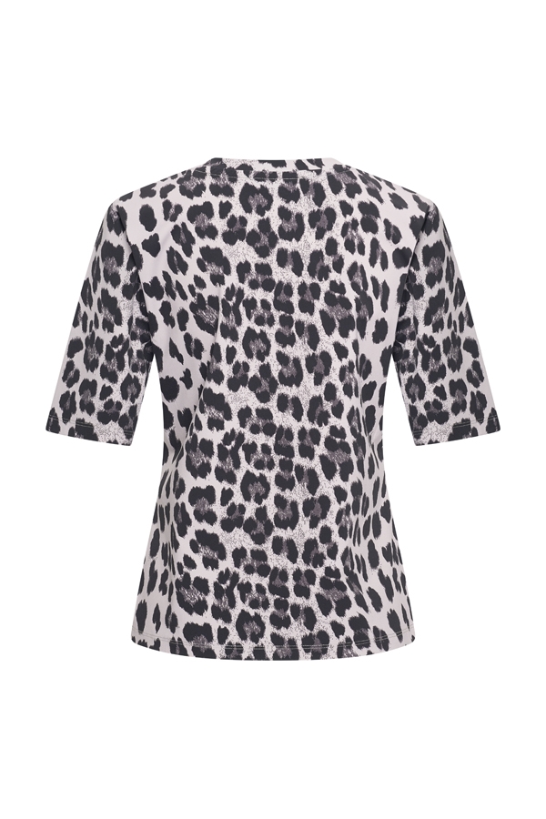Mi Piace - T Shirt V Neck Leopard Print - Grey