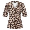 Mi Piace - T Shirt V Neck Leopard Print - Latte