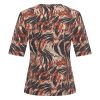 Mi Piace - T Shirt V Neck Swirly Print - Rust