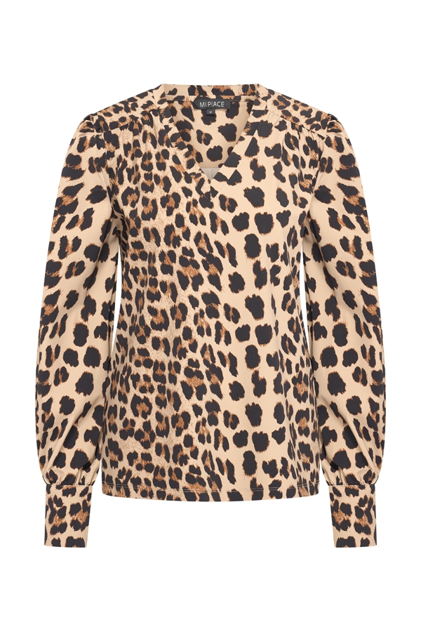 Mi Piace - Top V Neck Leopard Print - Latte