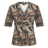Mi Piace - T Shirt V Neck Swirly Print - Caramel