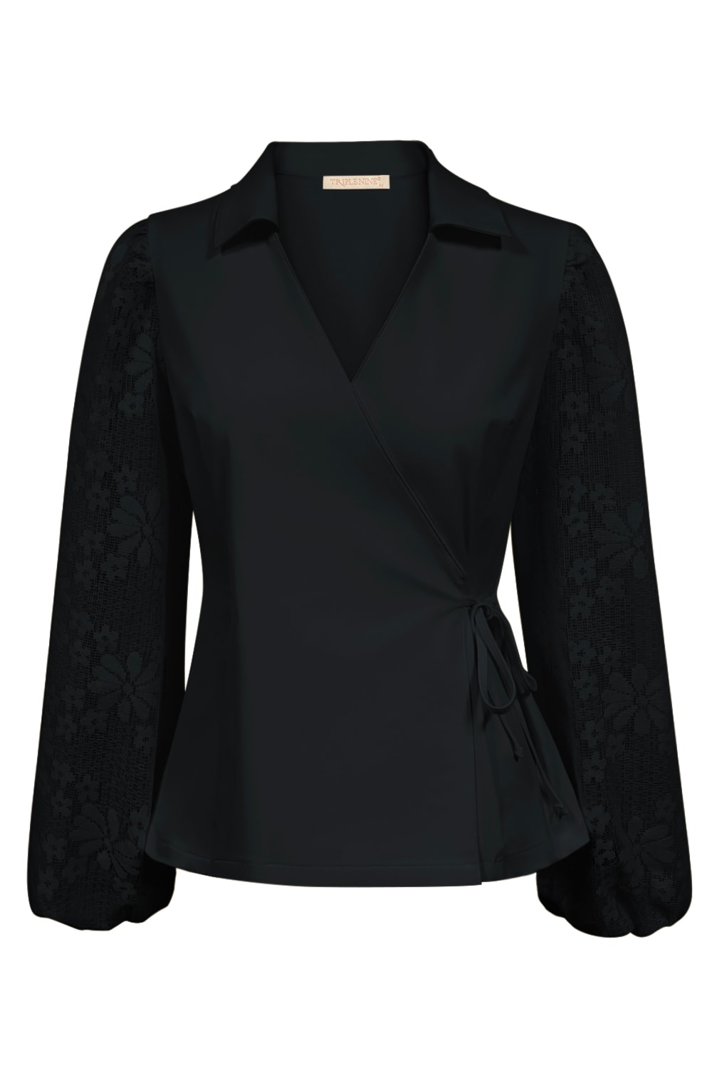 Triple Nine - Top cross body with lace sleeves - Black