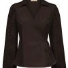 Triple Nine - Top cross body with lace sleeves - D.Brown