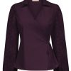 Triple Nine - Top cross body with lace sleeves - D.Purple