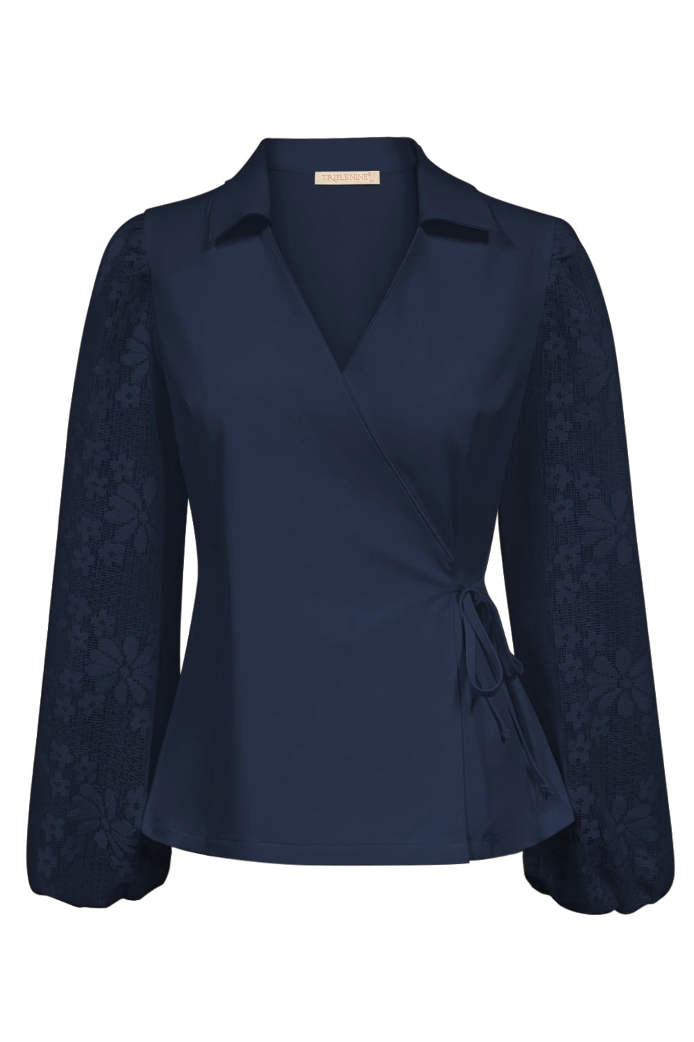 Triple Nine - Top cross body with lace sleeves - Navy