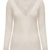 Triple Nine - Top cashmere with lace v neck - Beige
