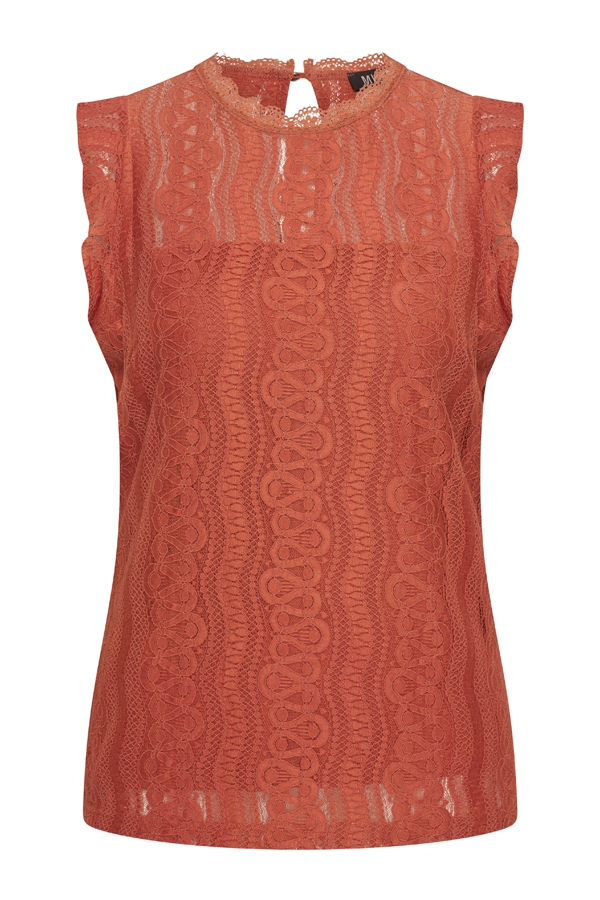 Mi Piace - Top Mouwloos Kant - Rust