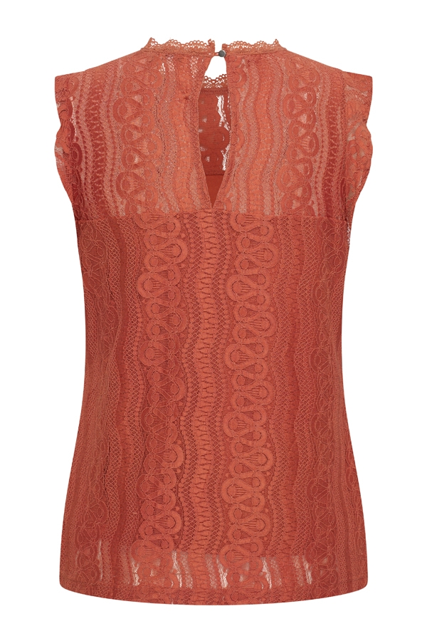 Mi Piace - Top Mouwloos Kant - Rust