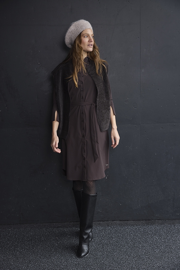 Mi Piace - Jurk 3/4 Mouw - Espresso