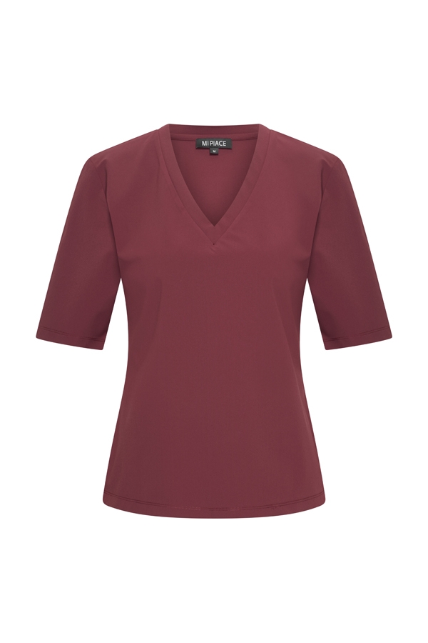 Mi Piace - T Shirt V Neck - Burgundy