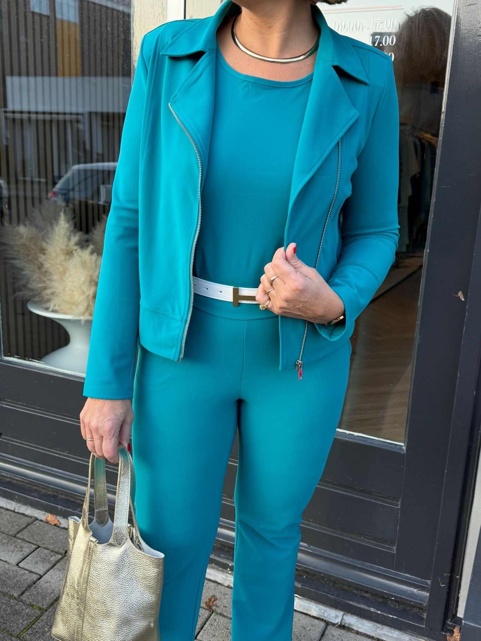 Mi Piace - Biker Jacket Bonded - Petrol