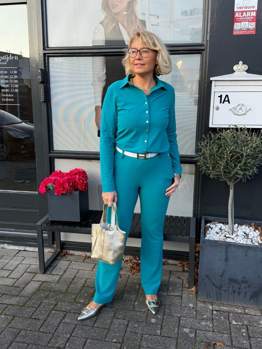 Mi Piace - Trousers Flair 384 Bonded - Petrol