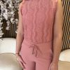 Mi Piace - Top Mouwloos Kant - Dusty Rose