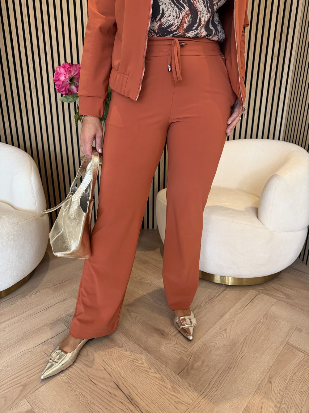 Mi Piace - Trousers Straight 089 Bonded - Rust