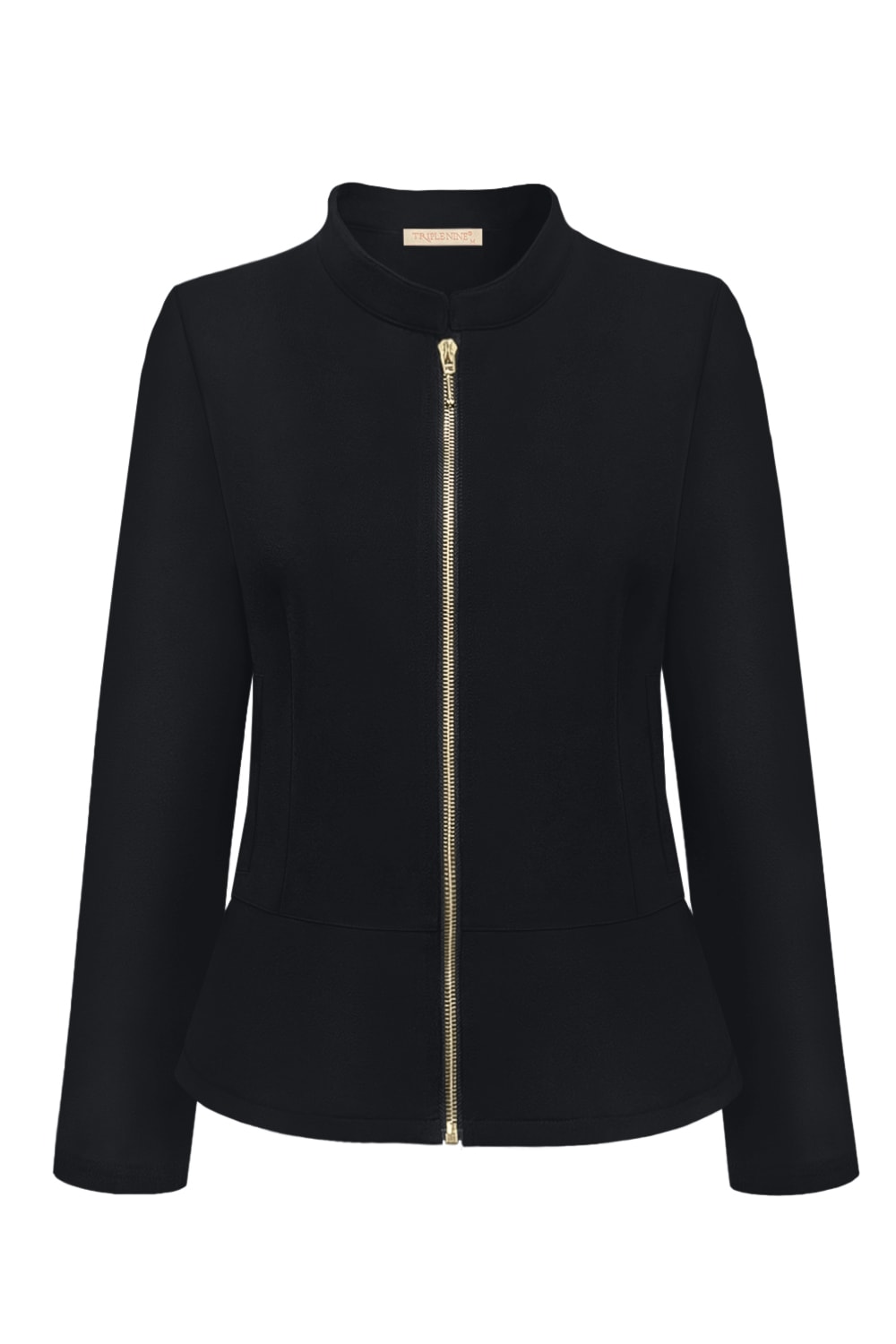 Triple Nine - Jacket with gold zip punto roma - Black