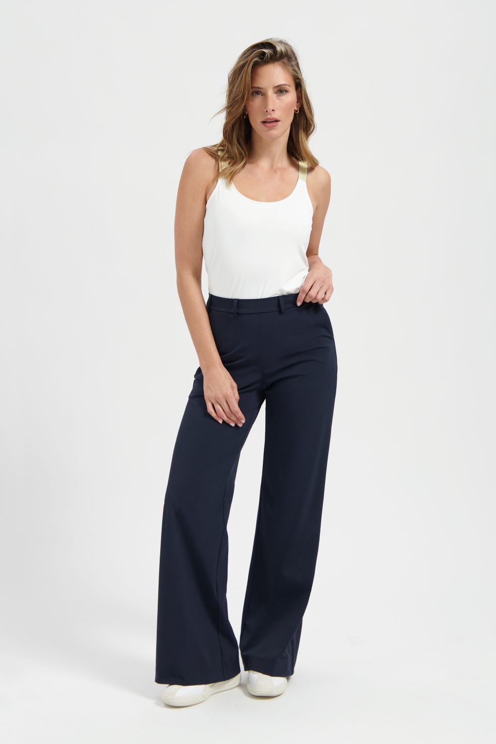 Lady Day - Phoenix Trouser - Blue & Lady Day - Tuesday Top - Off White