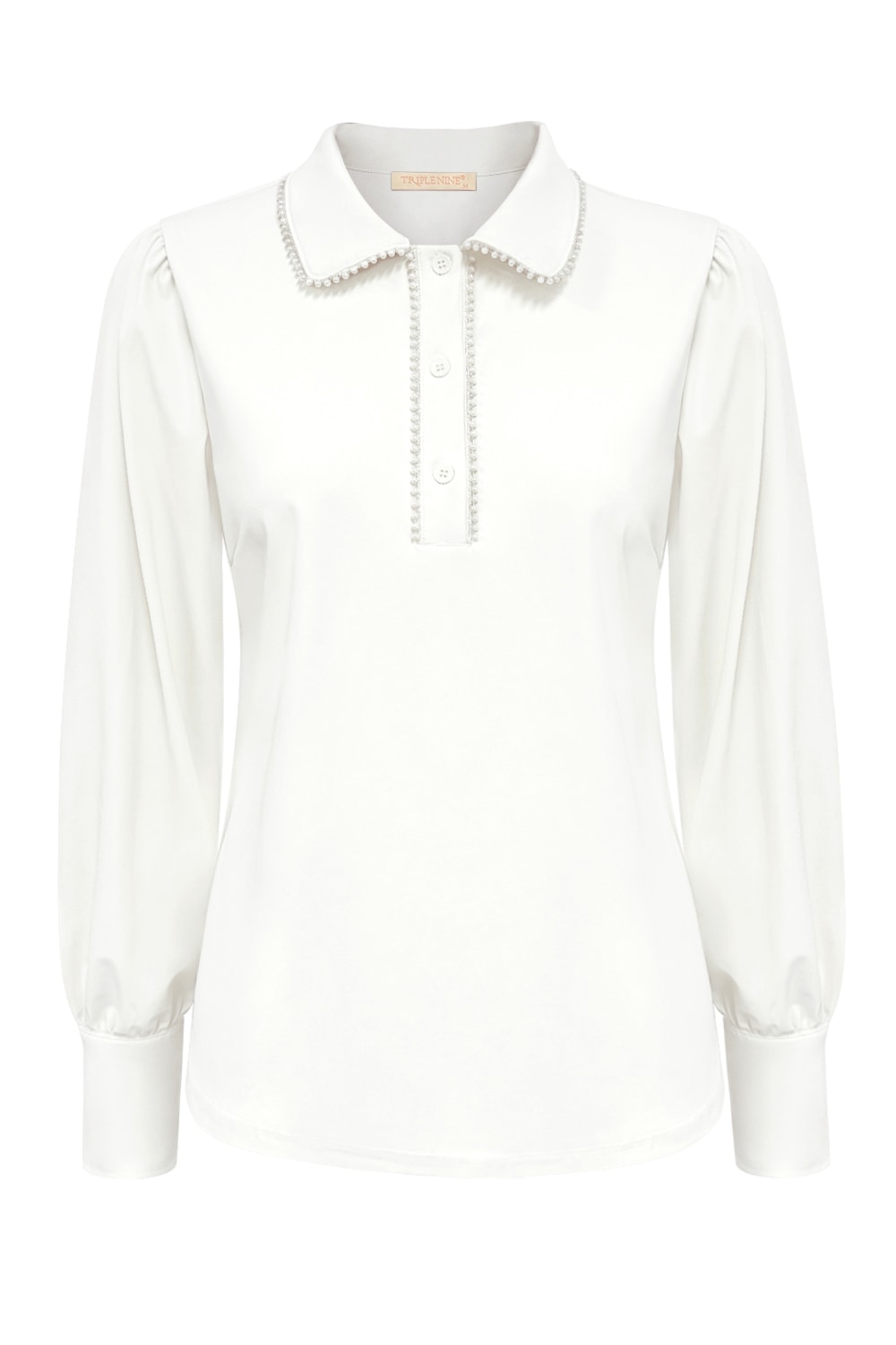 Triple Nine - Top with pearls on collar - White